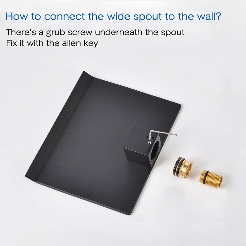 PHASAT Wall Mounted Waterfall Tub Faucet,Brass Waterfall Bathtub Faucet Tub Spout for Bathroom,High Flow Wall Mount Tub Filler Matte Black PTBB02E - Image 5